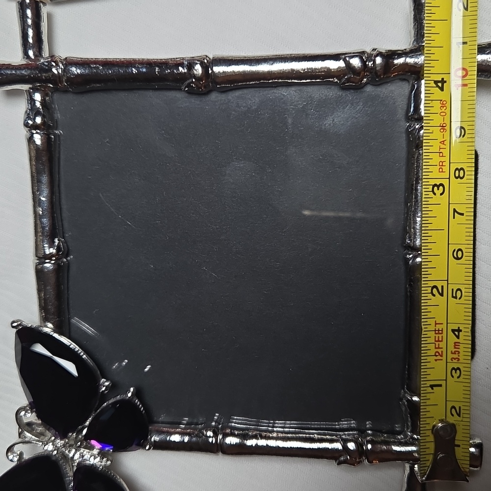 Silver Bamboo Frame with Purple Butterfly Accent 4x4. - Picture 5 of 5